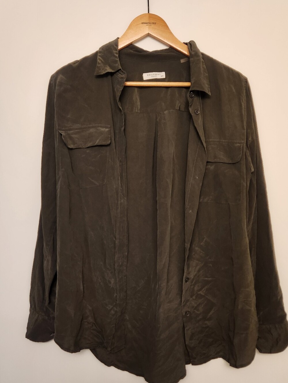 Equipment Silk Shirt Jacket in Olive Green